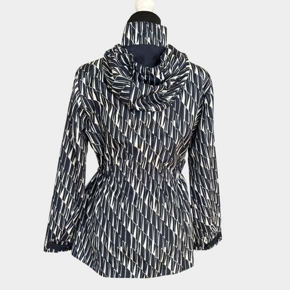 Lands End Storm Raker Navy White Geometric Hooded Jacket S - Picture 4 of 11